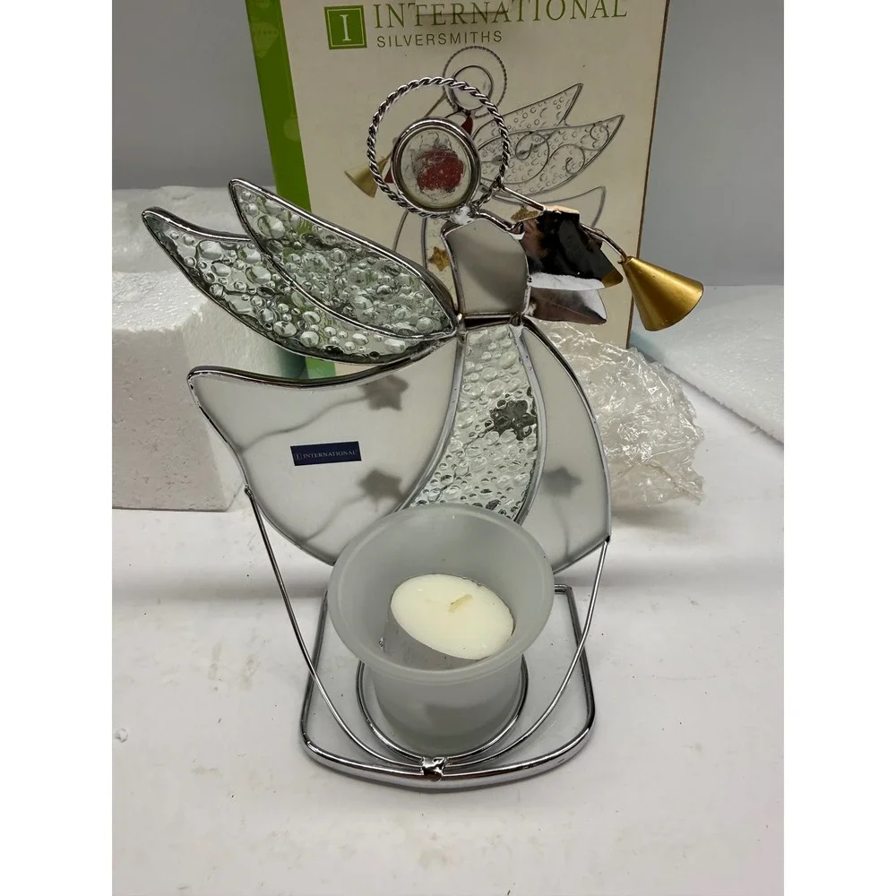 International Silversmiths Stained Glass Christmas Angel Votive Holder 4003679